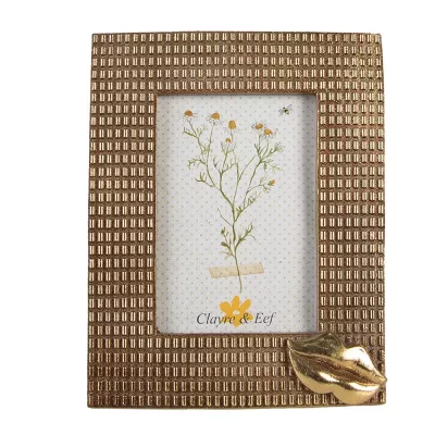 Clayre & Eef Bilderrahmen 10x15 cm Goldfarbig Kunststoff Glas Bilder Rahmen Fotorahmen