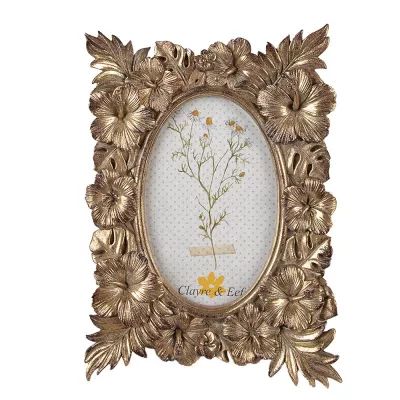 Clayre & Eef Bilderrahmen 10x15 cm Goldfarbig Kunststoff Glas Bilder Rahmen Fotorahmen