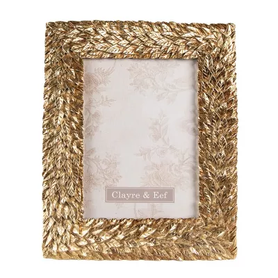Clayre & Eef Bilderrahmen 13x18 cm Goldfarbig Kunststoff Glas Rechteckig Bilder Rahmen Fotorahmen