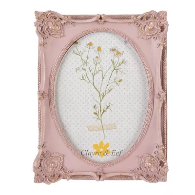 Clayre & Eef Bilderrahmen 13x18 cm Rosa Kunststoff Glas Bilder Rahmen Fotorahmen