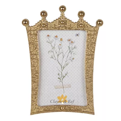 Clayre & Eef Bilderrahmen Krone 10x15 cm Goldfarbig Kunststoff Bilder Rahmen Fotorahmen