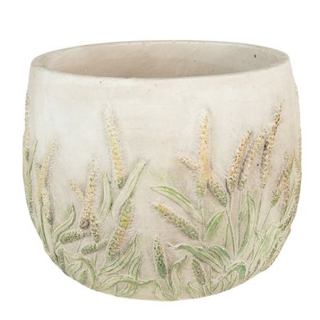 Clayre & Eef Blumentopf Indoor Ø 14x11 cm Grün Beige Stein