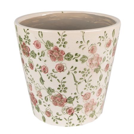 Clayre & Eef Blumentopf Indoor Ø 14x13 cm Rosa Beige Keramik