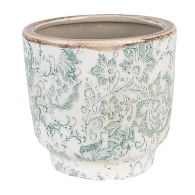 Clayre & Eef Blumentopf Indoor Ø 15x14 cm Grün Beige Keramik