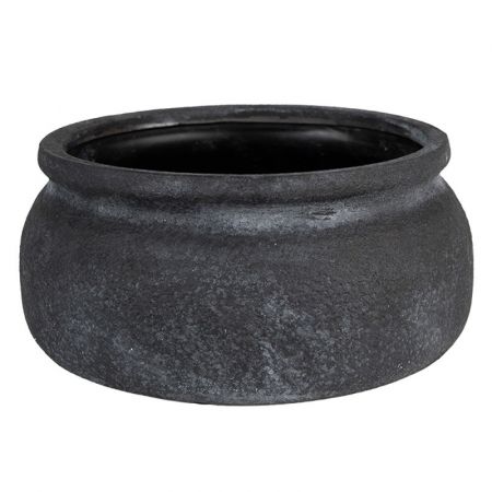 Clayre & Eef Blumentopf Indoor Ø 20x8 cm Grau Keramik