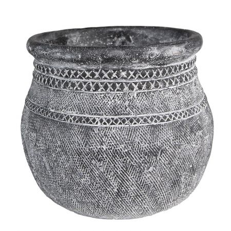 Clayre & Eef Blumentopf Indoor Ø 21x19 cm Grau Stein