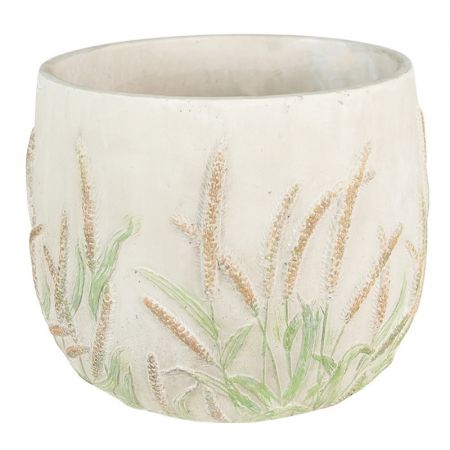 Clayre & Eef Blumentopf Indoor Ø 23x18 cm Grün Beige Stein