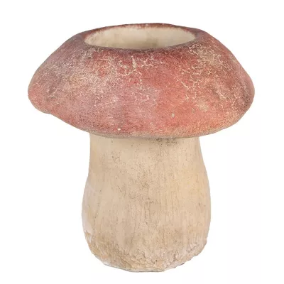 Clayre & Eef Blumentopf Indoor Pilz Ø 15x15 cm Braun Rot