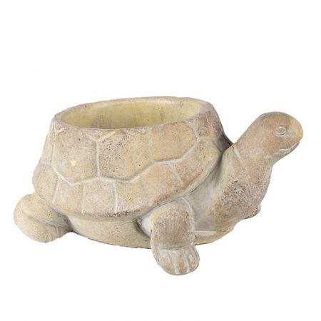 Clayre & Eef Blumentopf Indoor Schildkröte 22x16x10 cm Beige