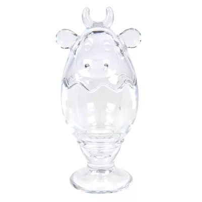 Clayre & Eef Bonbonschale Kuh Ø 8x19 cm Glas Bonbonniere