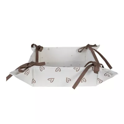 Clayre & Eef Brotkorb 35x35x8 cm Weiß Braun Baumwolle Kaninchen Quadrat
