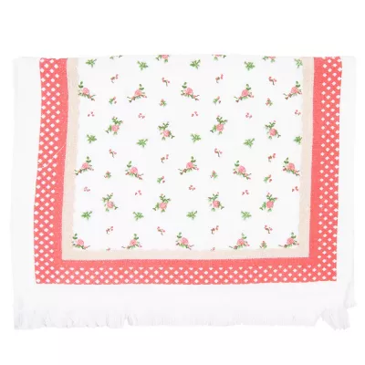 Clayre & Eef CT022 Gästehandtuch 40x66 cm Weiß Grün Baumwolle Blumen Rechteckig
