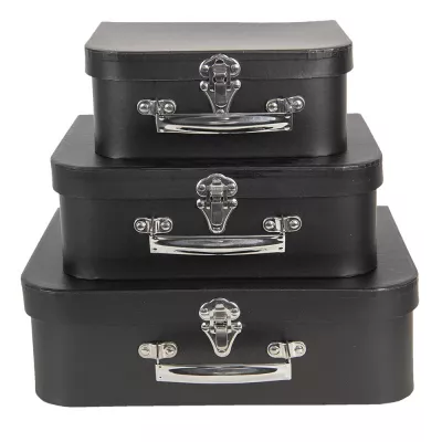 Clayre & Eef Deko Accessoires 30x21x9/25x18x9/20x16x8 cm Schwarz Pappe Rechteckig Aufbewahrungsbox Dekorativ