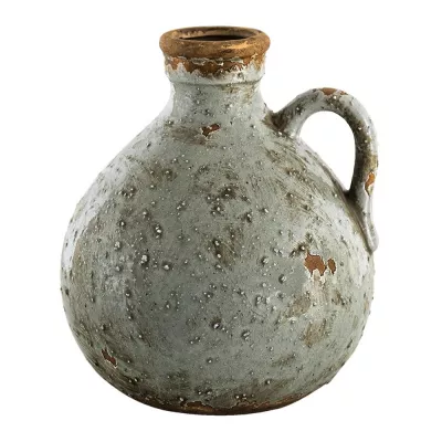 Clayre & Eef Deko Flasche 18x17x20 cm Grau Grün Keramik Deko Kanne Mini Flasche