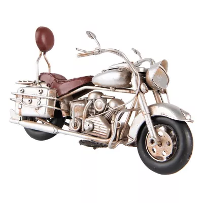 Clayre & Eef Deko Mini Modell Motorrad 19x9x11 cm Grau Metall Deko Accessoires Dekoration Modell Motorrad