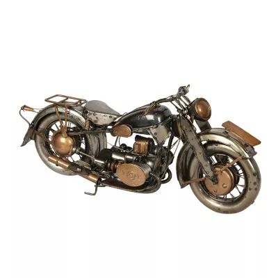 Clayre & Eef Deko Mini Modell Motorrad 32x11x14 cm Silberfarbig Metall Deko Accessoires Dekoration Modell Motorrad