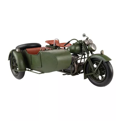 Clayre & Eef Deko Mini Modell Motorrad 38x26x18 cm Grün Metall Deko Accessoires Dekoration Modell Motorrad