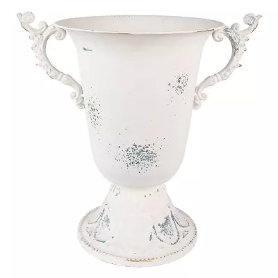 Clayre & Eef Deko Vase 30 cm Beige Metall Deko Accessoires Blumeptopf drinnen