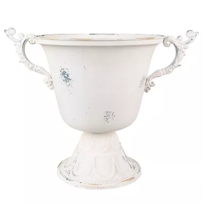 Clayre & Eef Deko Vase 33 cm Beige Metall Deko Accessoires Blumeptopf drinnen