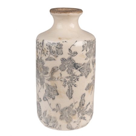 Clayre & Eef Deko Vase Ø 10x21 cm Grau Beige Keramik Blumen Deko Krug Deko Accessoires