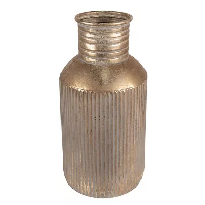 Clayre & Eef Deko Vase Ø 22x44 cm Goldfarbig Metall Deko Accessoires Metalen Vase