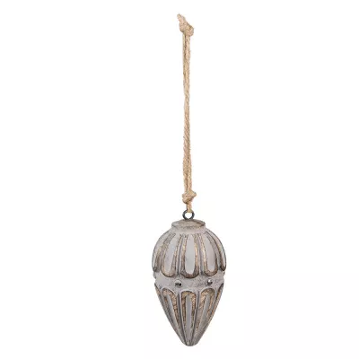 Clayre & Eef Dekoration Ornament Ø 6x11 cm Grau Holz Ornament