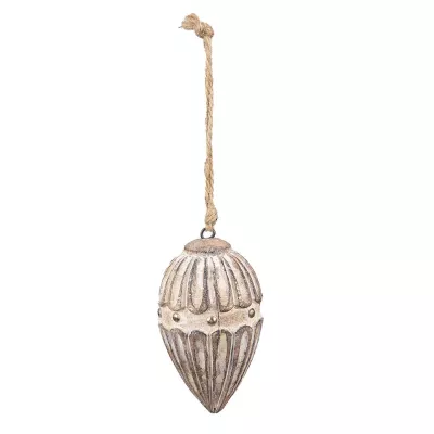 Clayre & Eef Dekoration Ornament Ø 7x12 cm Beige Braun Holz Ornament