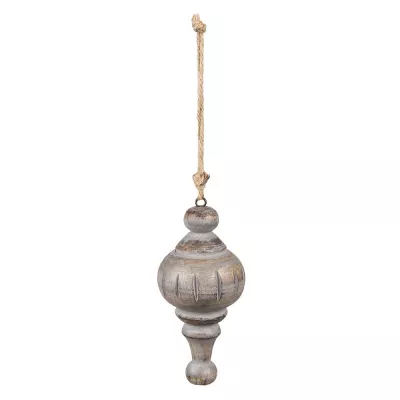 Clayre & Eef Dekoration Ornament Ø 7x15 cm Grau Braun Holz Wohndekoration Ornament