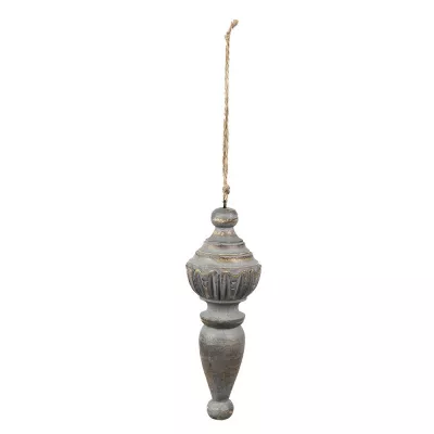 Clayre & Eef Dekoration Ornament Ø 7x19 cm Grau Braun Holz Wohndekoration Ornament