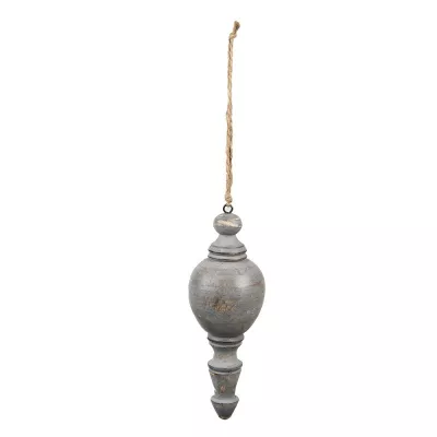 Clayre & Eef Dekoration Ornament Ø 7x19 cm Grau Braun Holz Wohndekoration Ornament