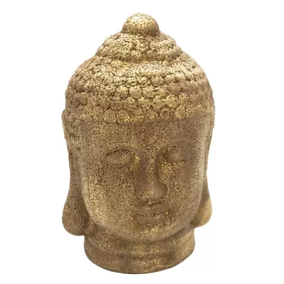 Clayre & Eef Dekorative Figur Buddha 23 cm Goldfarbig Keramik Rund Deko Accessoires