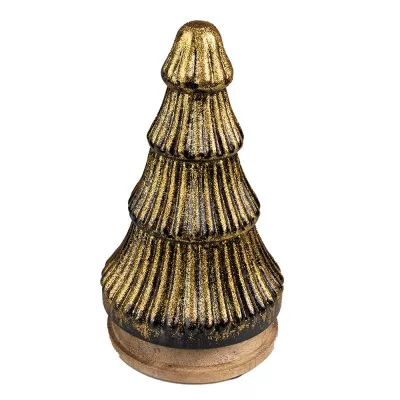 Clayre & Eef Dekorative Figur Weihnachtsbaum 24 cm Goldfarbig