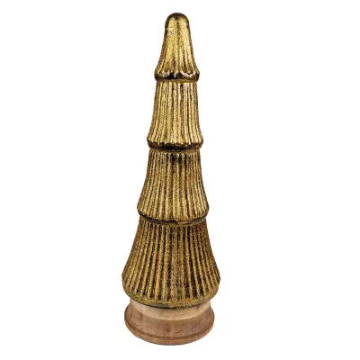 Clayre & Eef Dekorative Figur Weihnachtsbaum 44 cm Goldfarbig