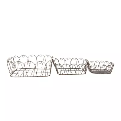 Clayre & Eef Dekorative Schale 3er Set 28x28x10 cm Braun Metall