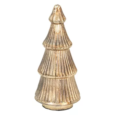 Clayre & Eef Dekoratives Figur Weihnachtsbaum 31 cm Goldfarbig Glas Deko Accessoires
