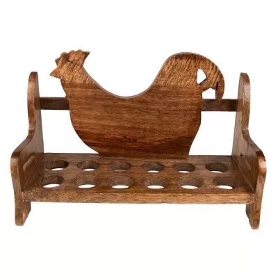 Clayre & Eef Eierhalter Huhn 32x13x19 cm Braun Holz