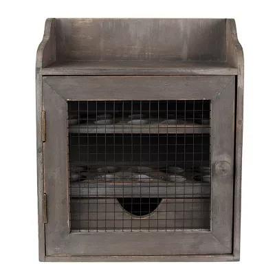 Clayre & Eef Eierschrank 30x14x36 cm Grau Holz Metall Rechteckig