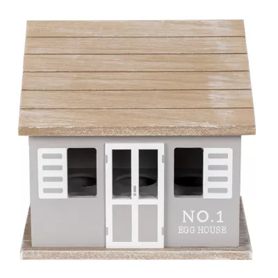 Clayre & Eef Eierschrank Häuschen 20x14x18 cm Grau Braun Holz