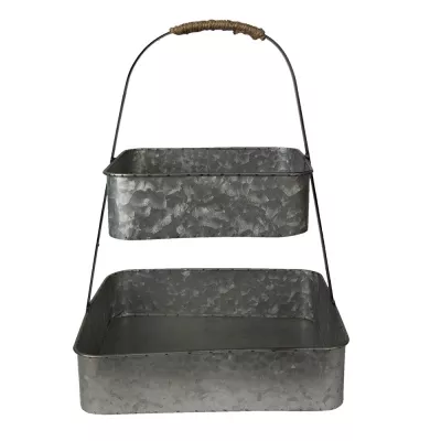 Clayre & Eef Etagere 2 Etagen 30x42 cm Grau
