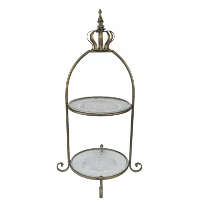 Clayre & Eef Etagere 2 Etagen 69 cm Braun Metall Obstschale