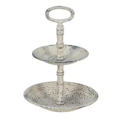 Clayre & Eef Etagere 2 Etagen Ø 19x27 cm Beige Metall