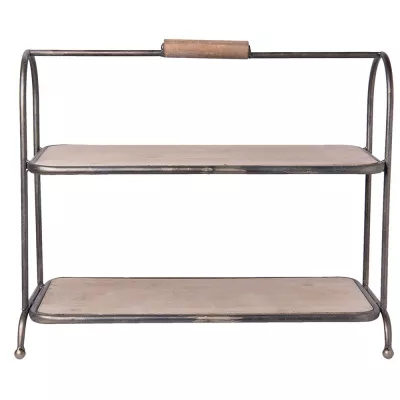 Clayre & Eef Etagere 2 Lagen 57x26x48 cm Braun Holz Metall