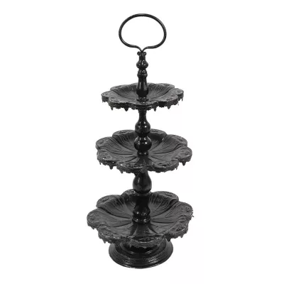 Clayre & Eef Etagere 3 Etagen Ø 33x71 cm Schwarz Metall Rund