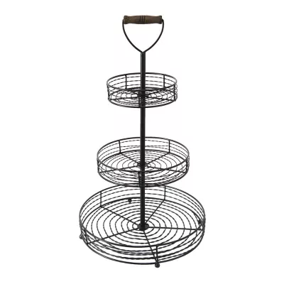 Clayre & Eef Etagere 3 Etagen Ø 34x59 cm Schwarz Metall Rund
