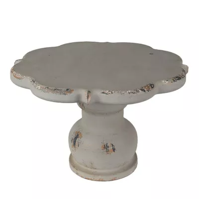 Clayre & Eef Etagere Ø 26x17 cm Grau Holz Rund Tortenständer auf Fuß