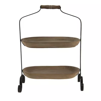 Clayre & Eef Etagere mit 2 Lagen 38x21x50 cm Braun