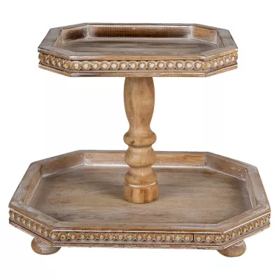 Clayre & Eef Etagere mit 2 Lagen 38x33x31 cm Braun