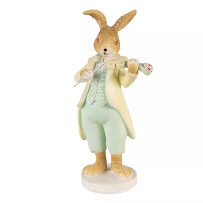 Clayre & Eef Figur Kaninchen 16 cm Gelb Grün Kunststoff Wohnaccessoires