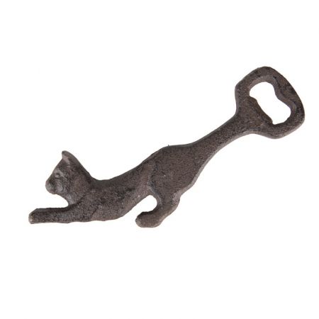 Clayre & Eef Flaschenöffner Katze 17x9x1 cm Braun Metall