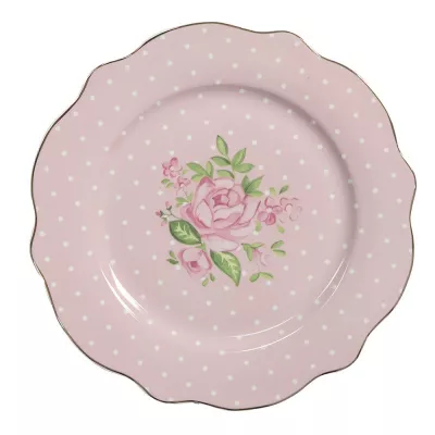 Clayre & Eef Frühstücksteller Ø 20 cm Rosa Porzellan Rosen Teller